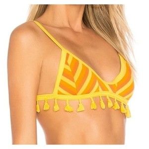 Tularose Yellow Elias Bikini Tassel Swim Top Size S